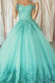 Abito da Sera in Tulle Ball Gown Fuori dalla spalla con Applique Cerniera