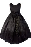 Abito da Cerimonia Bambini in Raso Tondo Ball Gown A Terra con Fiore