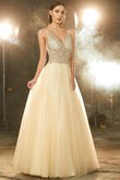 Abito da Sera V-Scollo Ball Gown Schiena Nuda Senza Maniche Naturale