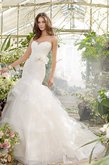 Abito da Sposa con Fiocco con Seghettato in Tulle in Pizzo con Fusciacca