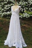 Abito da Sposa in Pizzo con Applique A-Line Spazzola Treno con Fusciacca