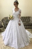 Abito da sposa in raso con applique suggestivo moda a terra radiosa