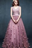 Abito da Ballo con Applique in Pizzo Allacciato in Tulle Classico