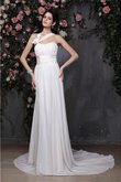 Abito da Sposa in Chiffon Lunghi Coda A Strascico Cappella con Fiore con Festone