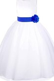 Abito da Cerimonia Bambini Naturale in Tulle in Raso con Fiore con Manica Corte