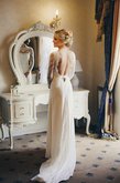 Abito da Sposa A-Line con Nastro in Chiffon Elegante con Fusciacca