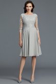 Abito Mamma Sposa in Chiffon Senza Maniche Naturale con Applique Al Ginocchio