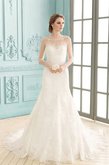 Abito da Sposa con Applique con Tre Quarti Lunghezza Maniche A-Line Semplice Largo