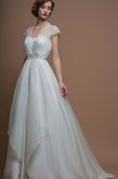 Abito da Sposa Naturale A-Line decorato Spazzola Treno con Manica Corte