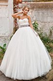 Abito da Sposa Naturale in Tulle Allacciato con Fiocco Radiosa