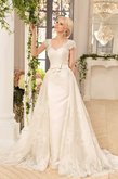 Abito da Sposa Spazzola Treno Allacciato Romantico con Applique con Increspature