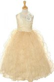 Abito da Cerimonia Bambini A-Line Ball Gown in Tulle Anello con Piega