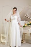 Abito da Sposa con Tre Quarti Lunghezza Maniche decorato in Chiffon con Fusciacca Alta Vita