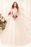 Abito da Sposa in Tulle Cappellino A Terra con Applique Ball Gown