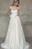 Abito da Sposa Allacciato Naturale Cuore con Fiocco con Applique