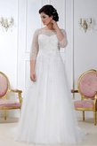 Abito da Sposa con Tre Quarti Lunghezza Maniche in Tulle Elegante Romantico A-Line