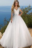 Abito da Sposa Ball Gown V-Scollo in Pizzo con Fiocco Lungo