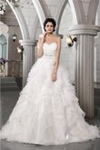 Abito da Sposa in Organza Lungo Cuore con Perline Cerniera