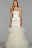 Abito da Sposa Senza Maniche Cuore con Increspature Coda A Strascico Corto in Tulle