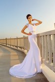 Abito da Sposa in Chiffon Alta Vita V-Scollo Senza Maniche a Spiaggia