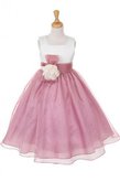 Abito da Cerimonia Bambini Quadrato in Organza Senza Maniche con Fiore