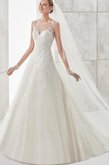 Abito da Sposa Vintage Spazzola Treno Senza Maniche Elegante con Applique