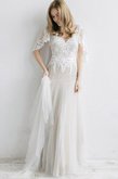 Abito da Sposa con Piega Romantico Retro Moda in Tulle