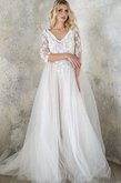 Abito da Sposa con Applique Spazzola Treno A-Line con Paillette Senza Maniche