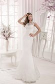 Abito da Sposa con Applique in Pizzo Lunghi Naturale Medievale