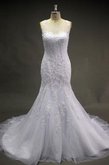 Abito da Sposa Coda A Strascico Corto Tondo in Tulle in Pizzo con Perline