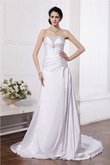 Abito da Sposa in Seta Come Satin Alta Vita Senza Maniche A-Line con Perline