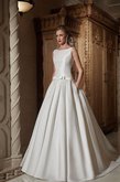 Abito da Sposa con Festone A Terra con Fiocco A-Line in Raso