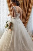 Abito da Sposa Naturale Allacciato con Fiore Senza Maniche Monospalla