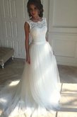 Abito da sposa a terra in tulle a-line carino moderno principessa