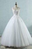 Abito da sposa romantico con ricamo puffy in tulle naturale singolo