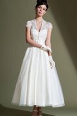 Abito da Sposa A-Line con Applique Cappellino con Nastro con Manica Corte