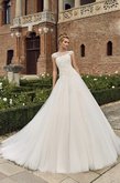 Abito da Sposa in Tulle con Applique Largo in Pizzo A Terra