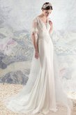 Abito da Sposa V-Scollo Tubino Elegante con Applique Profondo V-scollo