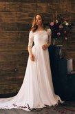 Abito da Sposa in Chiffon A-Line Favola Coda A Strascico Corto Pomposo