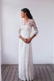 Abito da Sposa Semplice con Festone in Pizzo A-Line Medievale