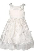 Abito da Cerimonia Bambini con Piega in Taffeta Cerniera Senza Maniche con Applique