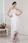 Abito da Sposa Asimmetrici Alta Bassa Senza Maniche con Perline in Organza