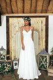 Abito da Sposa in Chiffon A-Line Spazzola Treno Senza Maniche V-Scollo