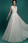 Abito da Sposa con Perline con Piega Senza Maniche Elegante Taglia Comode