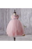 Abito da Cerimonia Bambini in Tulle Alta Vita con Nastro Ball Gown decorato