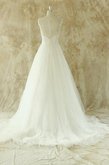 Abito da Sposa Spazzola Treno con Piega Lusso con Applique in Tulle