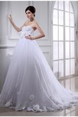 Abito da Sposa Lungo Alta Vita Coda A Strascico Cappella in Organza con Fiore