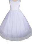 Abito da Cerimonia Bambini in Tulle A-Line Senza Maniche Tondo con Fiore