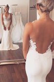 Abito da Sposa con Applique Tondo in Raso Senza Maniche Naturale