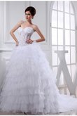 Abito da Sposa Radiosa con Perline Coda A Strascico Cappella Alta Vita in Organza